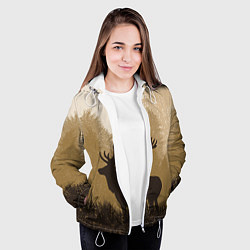 Куртка с капюшоном женская Олень на охоте, цвет: 3D-белый — фото 2