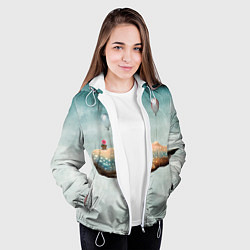 Куртка с капюшоном женская Летящий кит, цвет: 3D-белый — фото 2