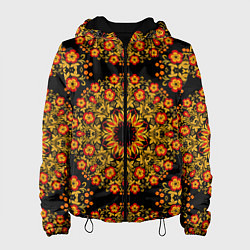 Куртка с капюшоном женская Хохлома Роспись, цвет: 3D-черный