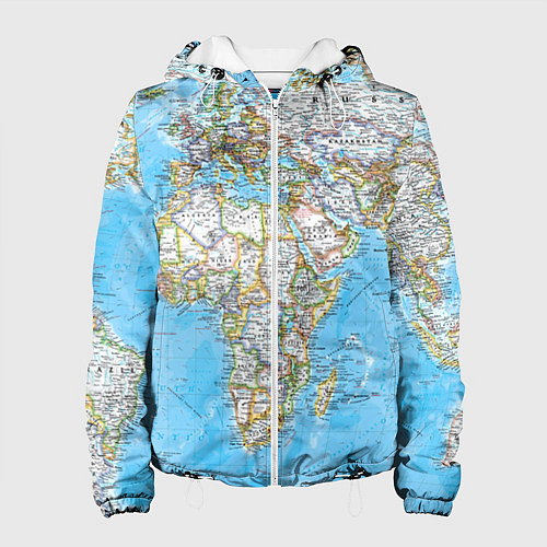 Женская куртка Карта мира - политическая / 3D-Белый – фото 1