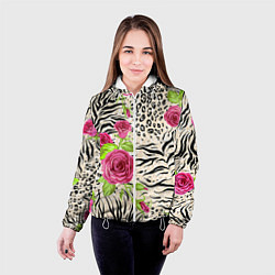 Куртка с капюшоном женская Цветочная шкура зебры, цвет: 3D-белый — фото 2