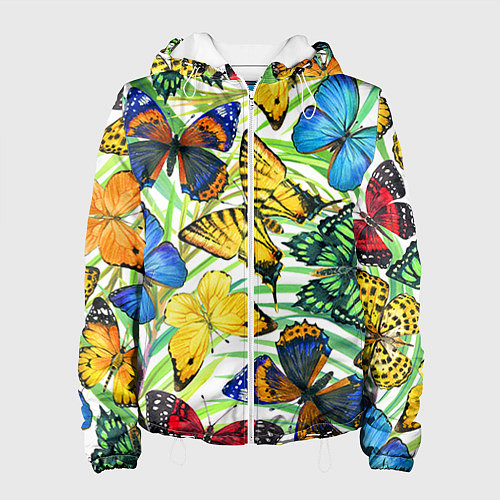 Женская куртка Тропические бабочки / 3D-Белый – фото 1