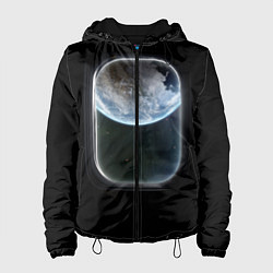 Куртка с капюшоном женская Земля в иллюминаторе, цвет: 3D-черный