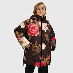 Куртка зимняя женская Мотив из роз, цвет: 3D-черный — фото 2