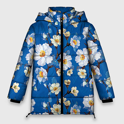 Женская зимняя куртка Цветы ретро 5 / 3D-Черный – фото 1