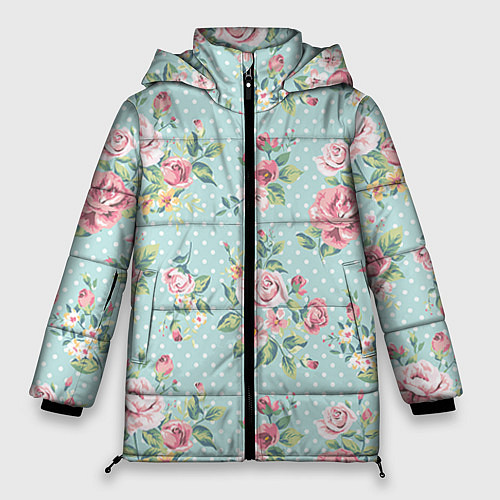 Женская зимняя куртка Цветы ретро 1 / 3D-Черный – фото 1