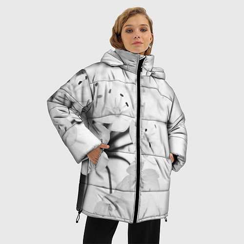 Женская зимняя куртка Белая сакура / 3D-Светло-серый – фото 3