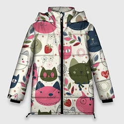 Куртка зимняя женская Радостные котики, цвет: 3D-черный