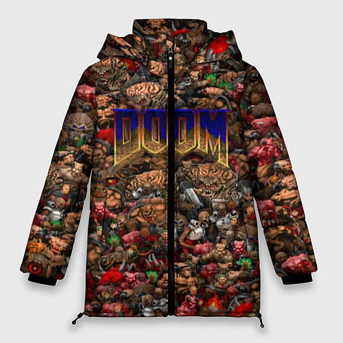 Женская зимняя куртка DOOM: Pixel Monsters / 3D-Черный – фото 1