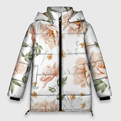 Куртка зимняя женская Красивые цветы, цвет: 3D-черный