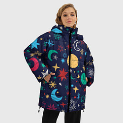 Куртка зимняя женская Звездное небо, цвет: 3D-черный — фото 2