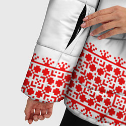 Куртка зимняя женская Славянский орнамент (на белом), цвет: 3D-черный — фото 2