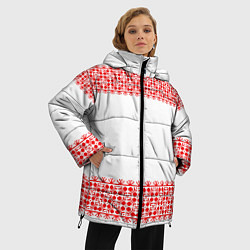 Куртка зимняя женская Славянский орнамент (на белом), цвет: 3D-черный — фото 2