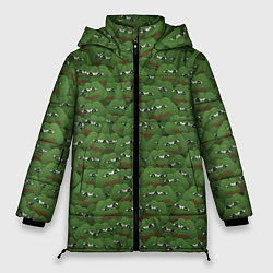 Куртка зимняя женская Грустные лягушки, цвет: 3D-черный
