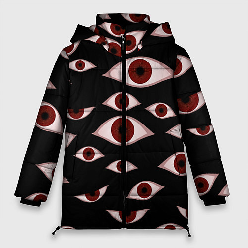 Женская зимняя куртка Глаза / 3D-Черный – фото 1