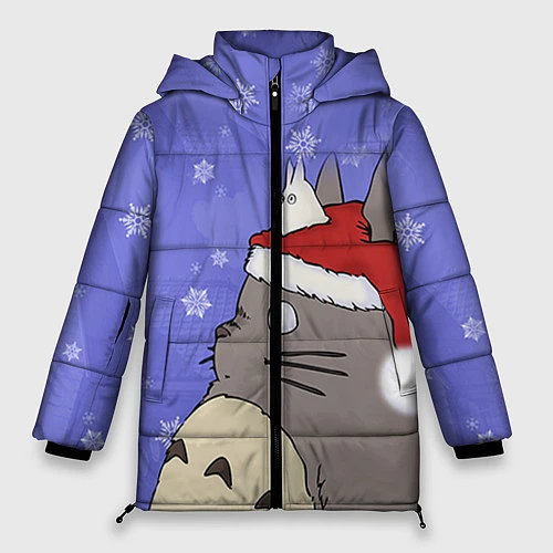 Женская зимняя куртка Тоторо и снег / 3D-Красный – фото 1