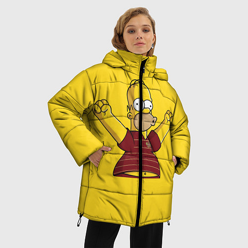 Женская зимняя куртка Гомер-болельщик / 3D-Светло-серый – фото 3