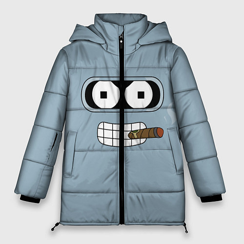 Женская зимняя куртка Лицо Бендера / 3D-Черный – фото 1