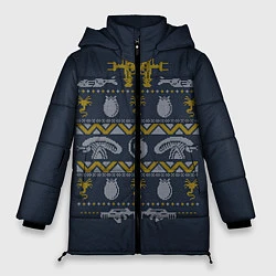 Куртка зимняя женская Новогодний свитер Чужой, цвет: 3D-черный
