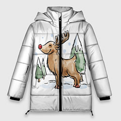 Куртка зимняя женская Оленёнок Рудольф, цвет: 3D-черный