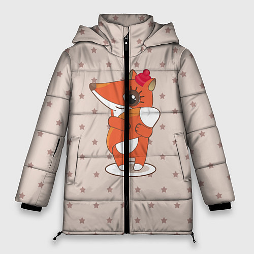 Женская зимняя куртка Лисенок в шапочке / 3D-Черный – фото 1