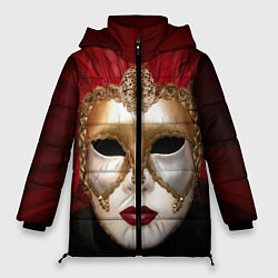 Куртка зимняя женская Венецианская маска, цвет: 3D-черный