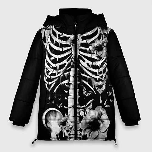 Женская зимняя куртка Floral Skeleton / 3D-Черный – фото 1