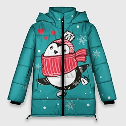 Женская зимняя куртка Пингвинчик на коньках
