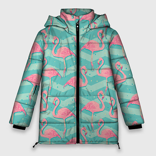 Женская зимняя куртка Flamingo Pattern / 3D-Черный – фото 1