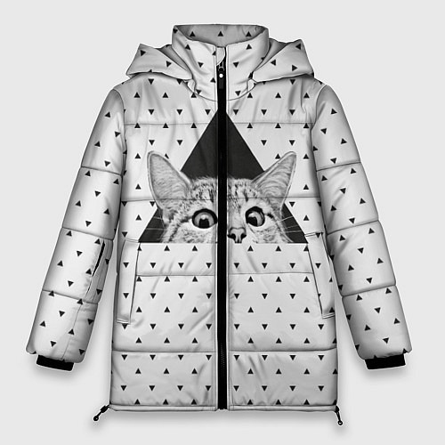 Женская зимняя куртка Взгляд кота / 3D-Черный – фото 1