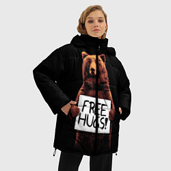 Куртка зимняя женская Медвежьи обьятия, цвет: 3D-черный — фото 2