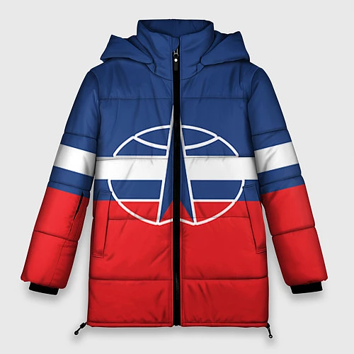 Женская зимняя куртка Флаг космический войск РФ / 3D-Черный – фото 1