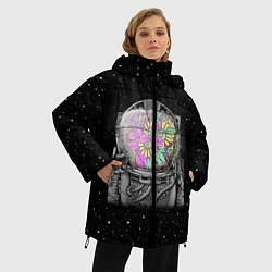 Куртка зимняя женская Цветочный астонавт, цвет: 3D-красный — фото 2