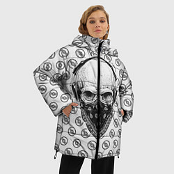 Куртка зимняя женская Череп в наушниках, цвет: 3D-черный — фото 2