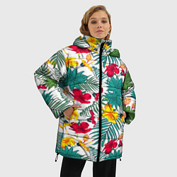 Куртка зимняя женская Тропический узор, цвет: 3D-черный — фото 2