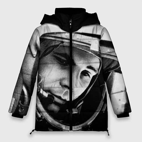 Женская зимняя куртка Гагарин космонавт / 3D-Черный – фото 1