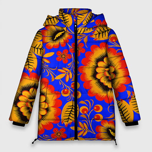 Женская зимняя куртка Хохломской узор / 3D-Черный – фото 1