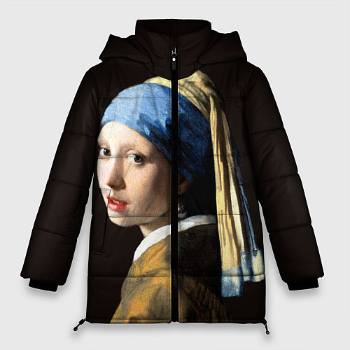 Женская зимняя куртка Девушка с жемчужной сережкой / 3D-Черный – фото 1