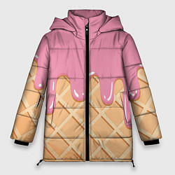 Куртка зимняя женская Я Клубничный Рожок, цвет: 3D-черный