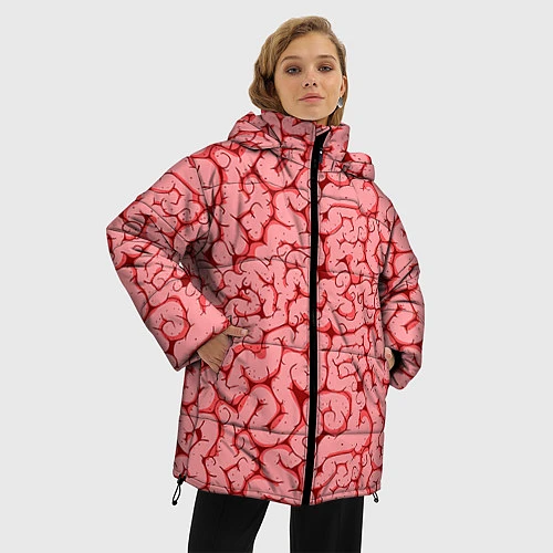 Женская зимняя куртка Мозг / 3D-Светло-серый – фото 3