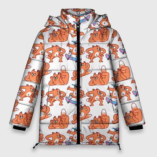 Женская зимняя куртка Стикеры с лисом / 3D-Черный – фото 1