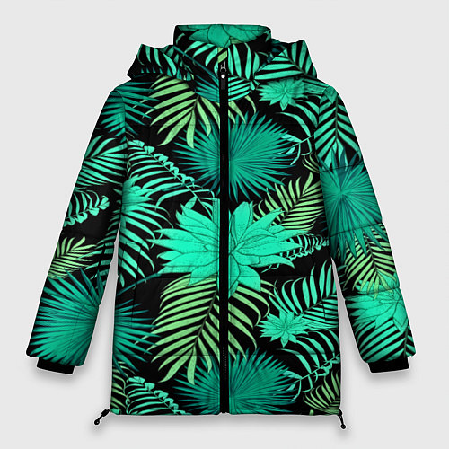 Женская зимняя куртка Tropical pattern / 3D-Черный – фото 1