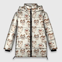 Женская зимняя куртка Стикеры котик