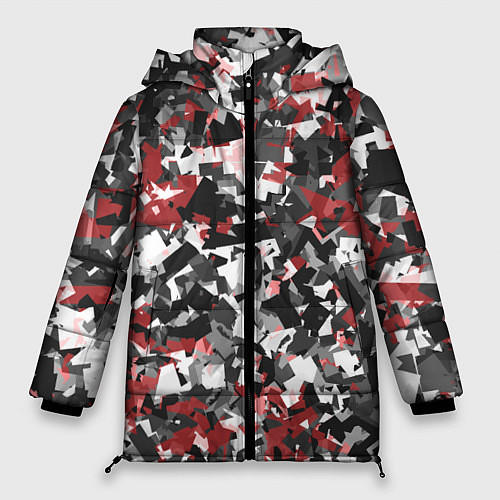 Женская зимняя куртка Камуфляж: серый/красный / 3D-Черный – фото 1