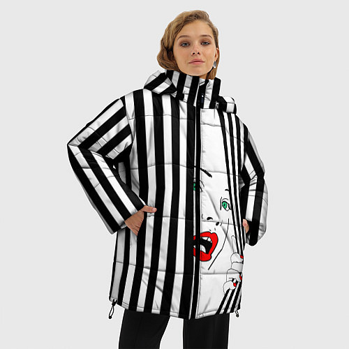 Женская зимняя куртка Pop art girl / 3D-Светло-серый – фото 3