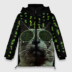Куртка зимняя женская Кот в матрице, цвет: 3D-черный