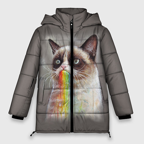 Женская зимняя куртка Grumpy Cat / 3D-Красный – фото 1