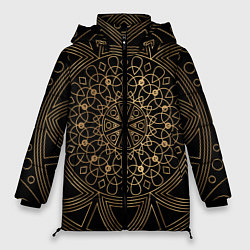 Куртка зимняя женская Золотая мандала, цвет: 3D-черный