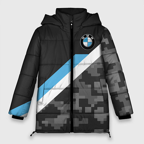 Женская зимняя куртка BMW: Pixel Military / 3D-Черный – фото 1