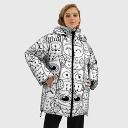 Куртка зимняя женская Совушки: узор, цвет: 3D-светло-серый — фото 2